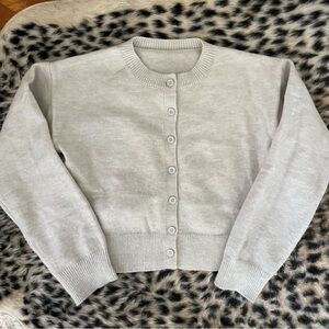 Abercrombie & Fitch Light Gray Button Down Sweater Cardigan